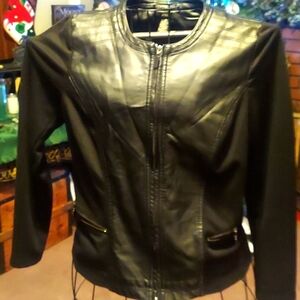 Vegan leather and cloth jacket